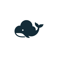 cloud whale data server company logo vector illustration template design