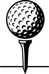 Golf ball on tee vintage sports illustration