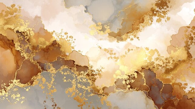 Abstrakte Gold- und Beige-Farbverl&auml;ufe mit Marmor-Effekt