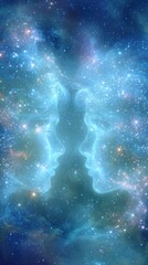 Zodiac sign gemini made from constellation. astrology and zodiac. Two women in space. 