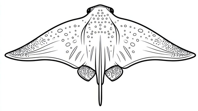 Black and white illustration of a stingray