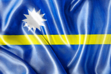 Waving national flag of Nauru, 3D illustration.