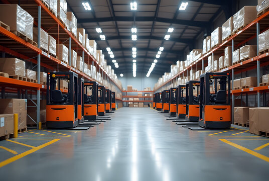Warehouse with Automated Electric Forklifts