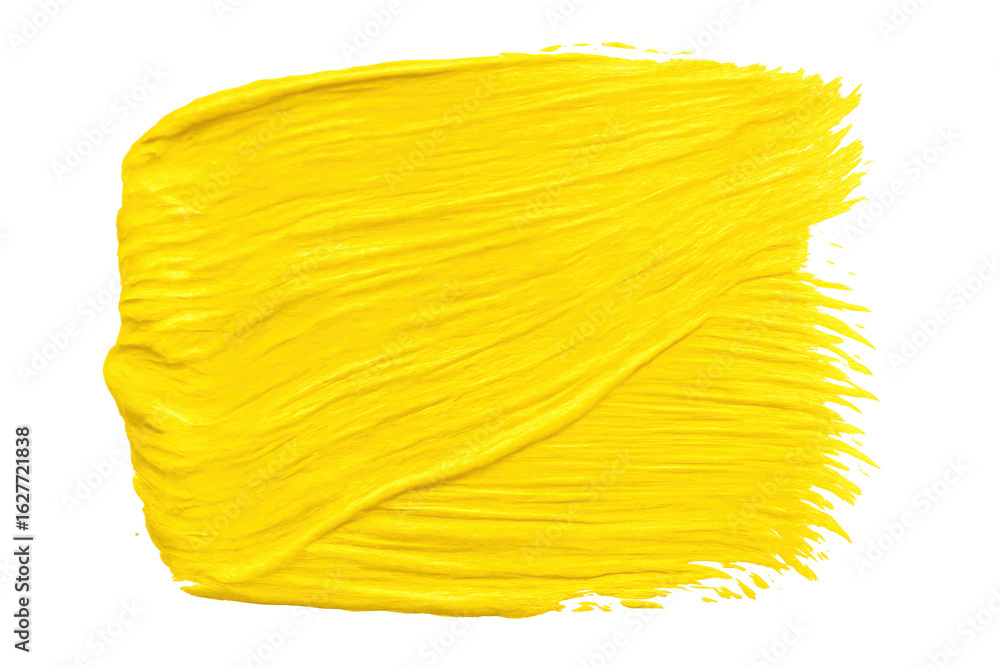 Poster bright yellow paintbrush stroke creating textured visual design, adding vibrant color accent against