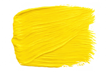 Bright yellow paintbrush stroke creating textured visual design, adding vibrant color accent against transparent backdrop