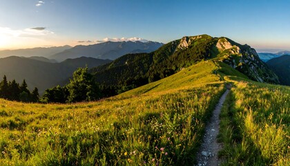 Obraz premium Mountain vista at sunset