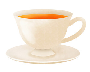 紅茶が入ったティーカップとソーサーのイラスト
