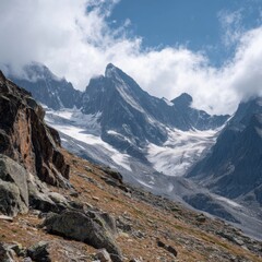 Breathtaking mountain landscape with vibrant green trees below.