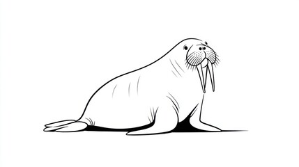 Cartoon walrus in profile