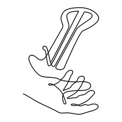 Hand holds jew's harp musical concept one line art, hand-drawn reed pinch instrument drawing continuous contour. Resonance oscillating arc reed drymba melody outline minimalist symbol. Editable stroke