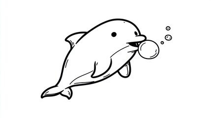 Obraz premium Cute dolphin blowing bubbles