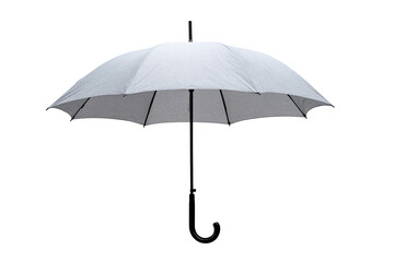 White umbrella, open, against black background