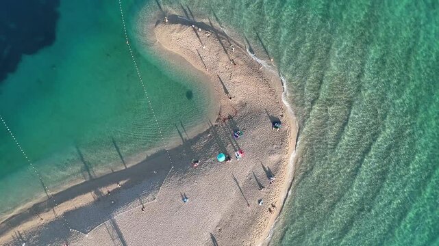 Bol zlatni rat golden horn famous beach aerial drone birds eye view ocean crotia brac island Cape Dalmatia