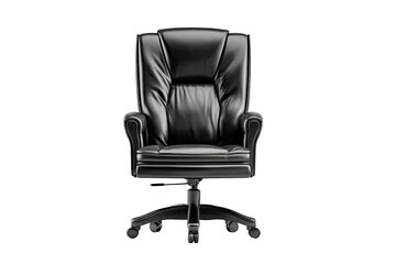 Fototapeta premium Black leather office chair, front view
