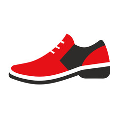 Black and red sport shoe vector on white background.