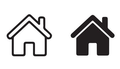 Obraz premium House icon, vector symbol, home button, building, property, real estate, mortgage, apartment, residence, outline, simple line, minimal, logo element, app UI