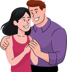 Male and female couples embrace each other in love with ethnic diversity and skin color