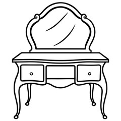 Antique Vanity Mirror Line Art 