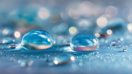 Close-up of water droplets on textured surface. Artificial intelligence image