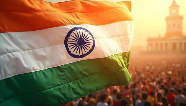 indian flag waving in the wind