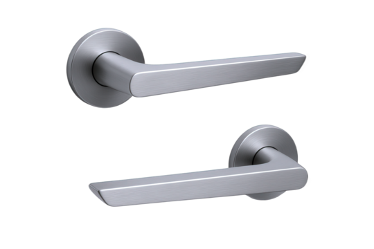 Modern Brushed Metal Door Handles, Contemporary Lever Design for Interior and Exterior Doors