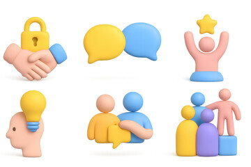 3d business concepts: collaboration, ideas, and success illustrated