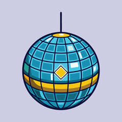 Obraz premium Cool Retro Disco Ball Illustration on Light Purple Background with Details