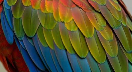 Fototapeta premium Vibrant Parrot Feathers Close Up