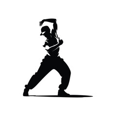 Obraz premium Silhouette of a man in a baseball batting stance ready to swing