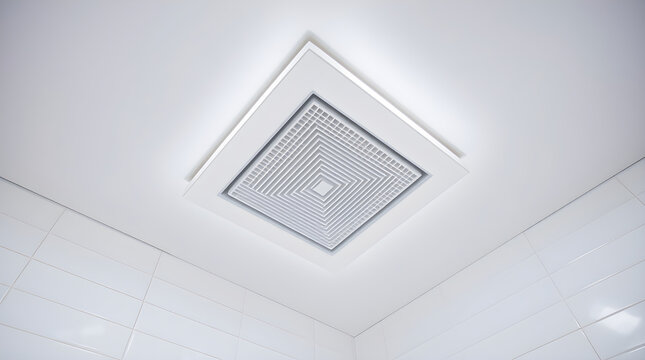 Modern ventilation system providing fresh air in white bathroom