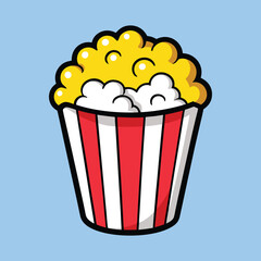 A cartoon image of a container overflowing with fluffy, delicious popcorn