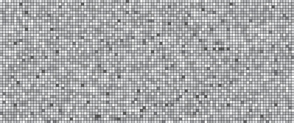 Disco ball silver pattern. Night club metallic background with mirror foil texture. Grey square mosaic backdrop. Vector illustration of vintage abstract shining grayscale halftone wallpaper