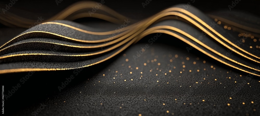 Poster stylish abstract three dimensional texture in dark golden and black shades for design projects