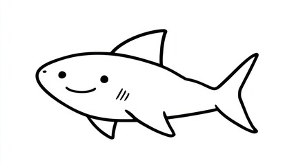Obraz premium Simple black and white cartoon shark