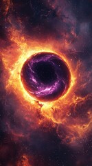 Naklejka premium Cosmic Energy Sphere in Vibrant Nebula nebula sphere energy vibrant space universe astronomy star ai