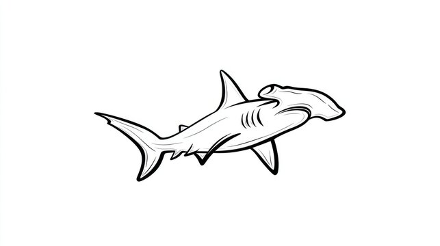 Simple black and white shark drawing