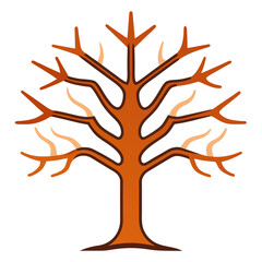 Dry tree with a hollow filled vector on white background.
