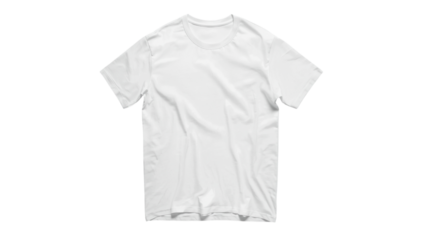 A plain white t-shirt displayed on a transparent background, emphasizing its simplicity and versatility.