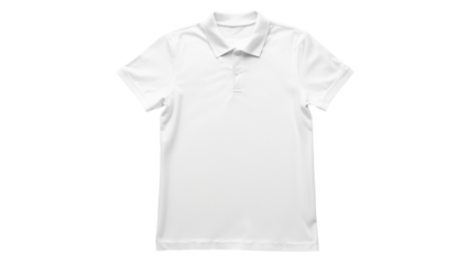 A clean, crisp white polo shirt showcasing a classic design suitable for casual or semi-formal occasions.