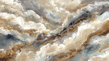 Abstrakte Gold- und Creme-Farbkomposition mit fließenden Texturen