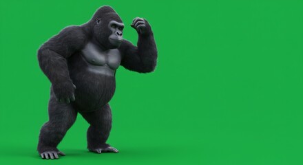 Gorilla ready to fight on green screen Wildlife with strong animal.