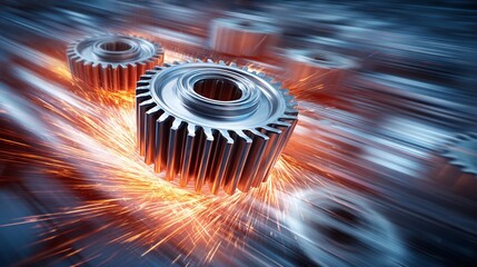 Dynamische Darstellung rotierender Metallzahnräder