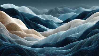 Abstrakte Berglandschaft, fließende Formen, digitale Malerei