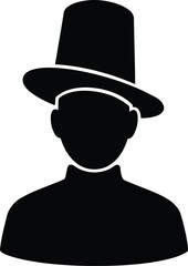 Silhouette man in top hat vintage style