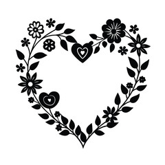 floral heart with floral ornament