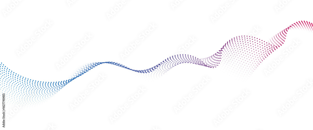 Poster flowing dot wave halftone gradient pattern on transparent background