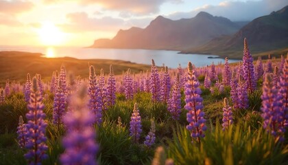 Obraz premium lavender field at sunset