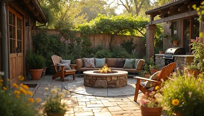 Obraz premium table and chairs in garden