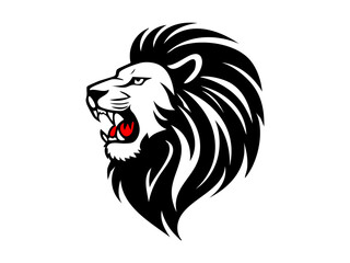 Bold vector silhouette of a roaring lion head