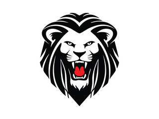 Vector silhouette of a roaring lion head for sports team logo